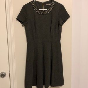 Eliza J Fit and Flare Dress with Built in Necklace